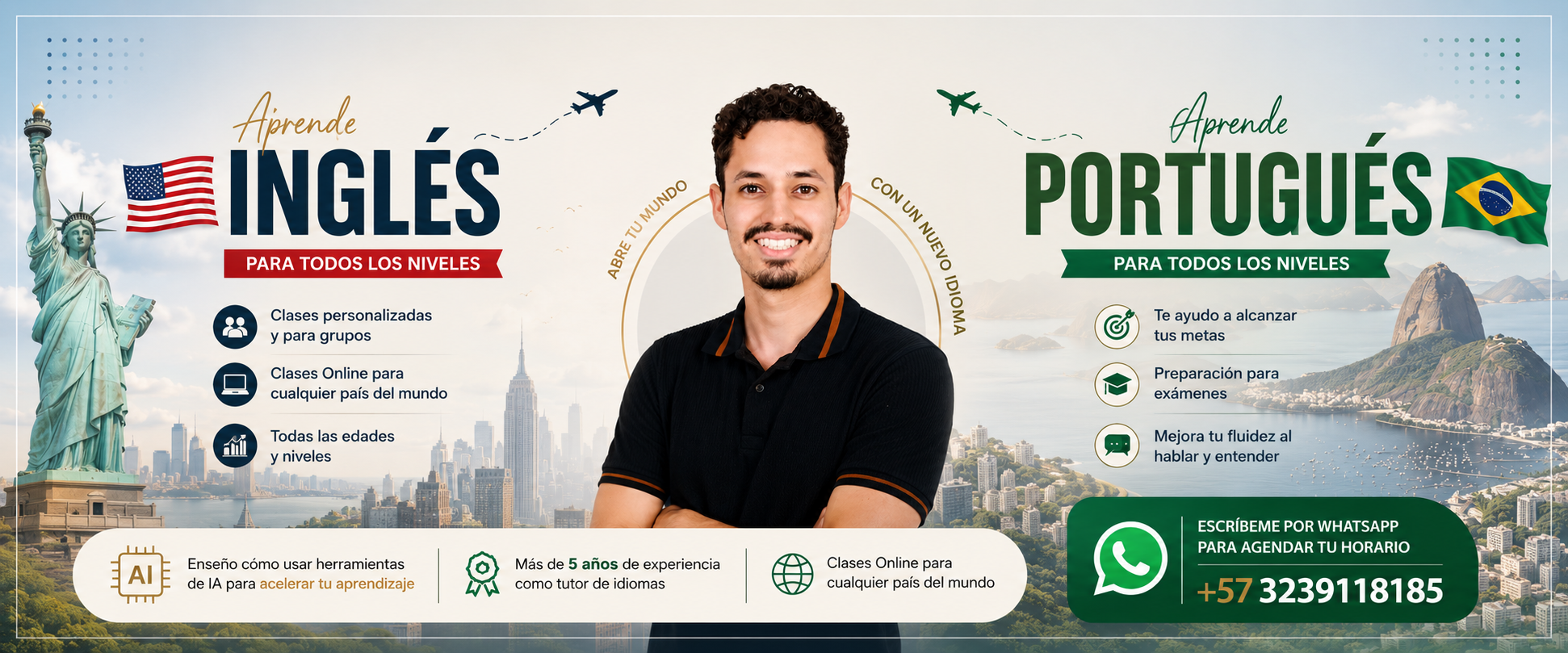 Pablo enseña inglés y portugués online